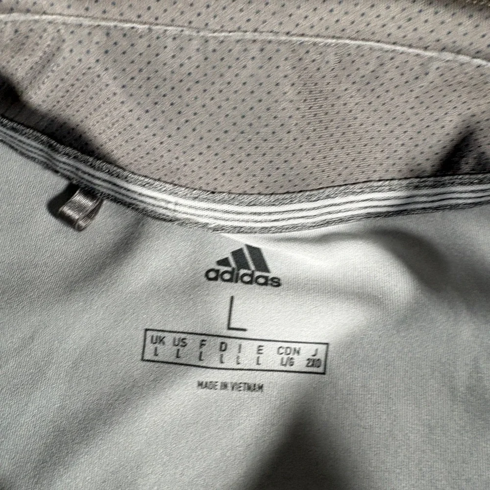 Adidas Polo Shirt Mens Large Gray Goucher Lacrosse Short Sleeve Performance Logo